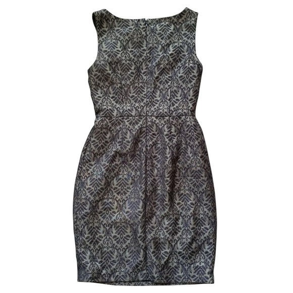 Max and Cleo Ruched Sleeveless Sheath Cocktail Dress Black Brown Gold Size 4 - Picture 2 of 6